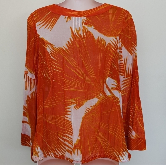 Diane von Furstenberg orange palm tunic top 6 medium - Picture 4 of 10
